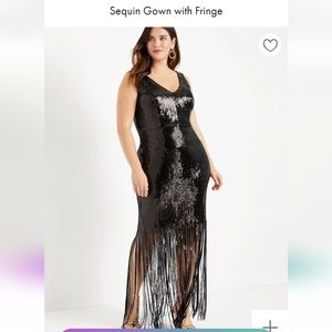 Eloquii Black Sequin Fringe Dress 16 NWT